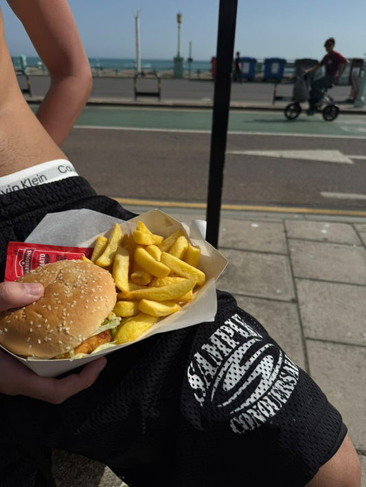 "SPIKE LOGO " BLACK MESH SHORTS